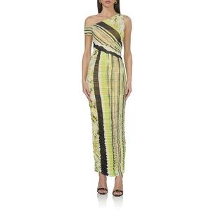 AFRM Biona One-Shoulder Ruched Mesh Maxi Dress